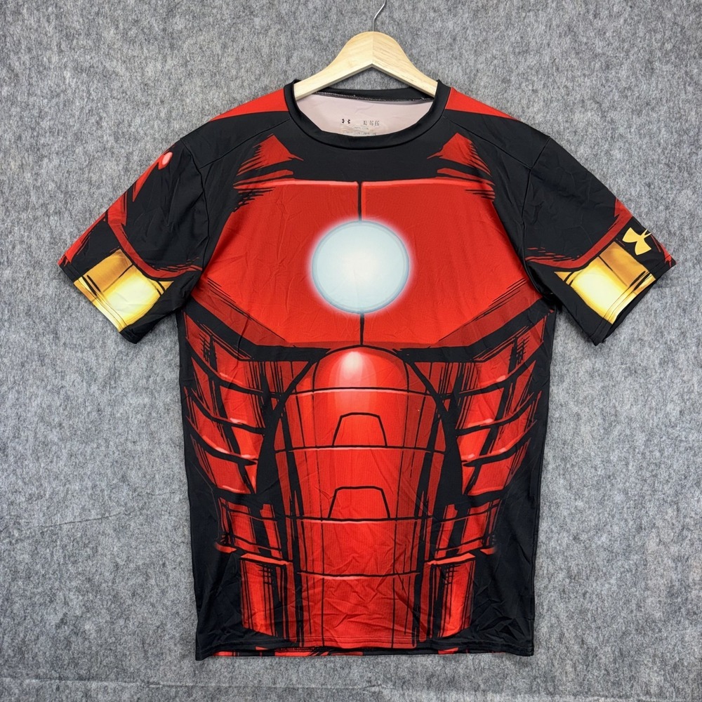 Under Armour Iron Man Compression T-Shirt Mens Large Marvel Tony Stark Superhero